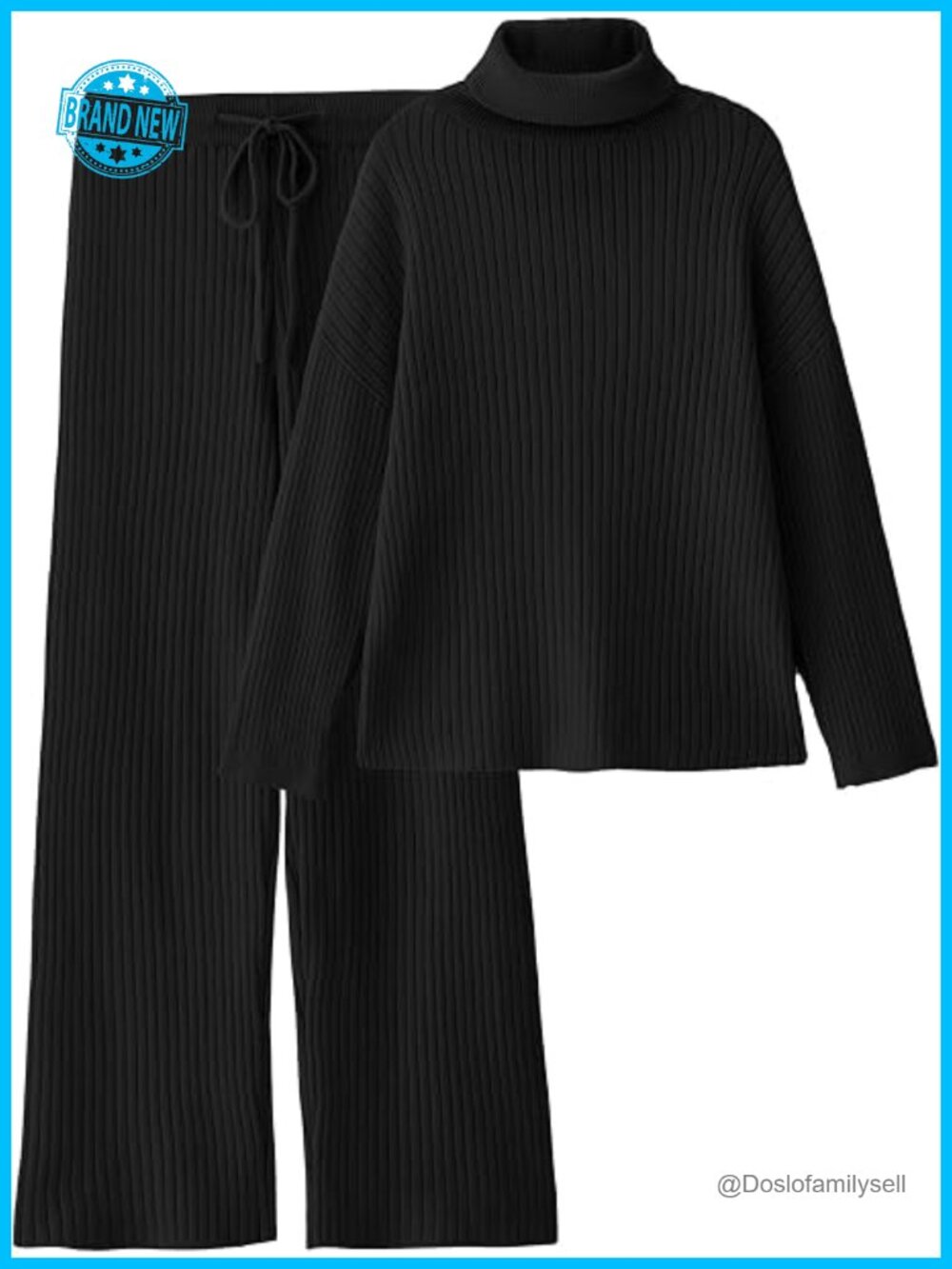 Women's 2-Piece Sweatsuit Set: Turtleneck Sweater & Wide Leg Pants